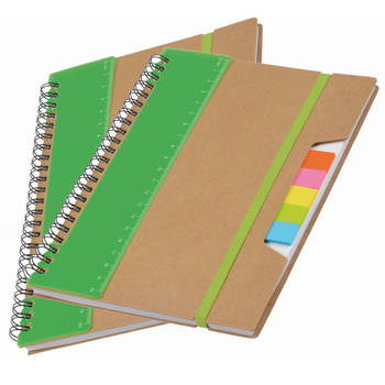 Pakket van 2x stuks schoolschriften/collegeblokken A5 groen - Notitieboek