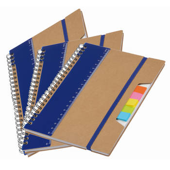 Pakket van 3x stuks schoolschriften/collegeblokken A5 blauw - Notitieboek