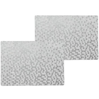 4x stuks stevige luxe Tafel placemats Stones zilver 30 x 43 cm - Placemats