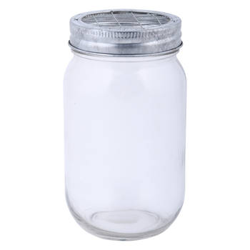 Glazen bloemenvaas/potje met schikdeksel - 400 ml - transparant - Vazen