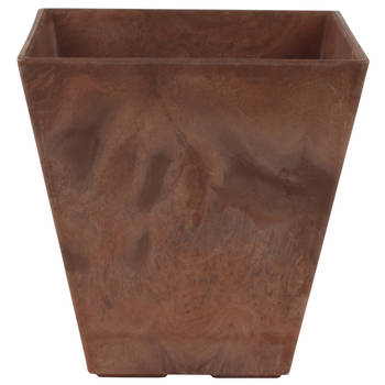 Bloempot/plantenpot vierkant van gerecycled kunststof terra bruin D30 en H30 cm - Plantenbakken