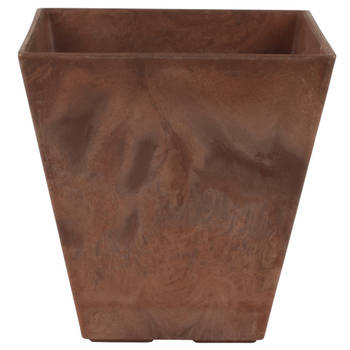 Bloempot/plantenpot vierkant van gerecycled kunststof terra bruin D15 en H15 cm - Plantenbakken