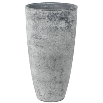 Bloempot/plantenpot vaas van gerecycled kunststof betongrijs D29 en H50 cm - Plantenpotten