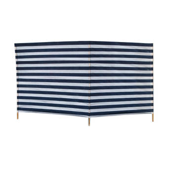 Strand/camping windscherm gestreept wit/donkerblauw 240 cm x 120 cm - Windschermen