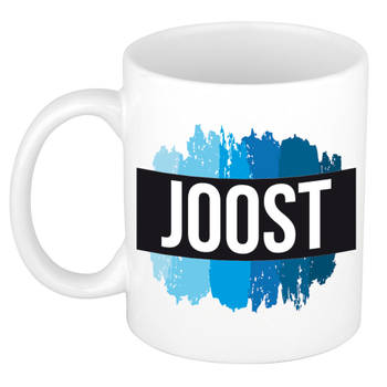 Joost naam / voornaam kado beker / mok verfstrepen - Gepersonaliseerde mok met naam - Naam mokken