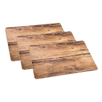 Set van 6x stuks placemats eikenhout opdruk 44 x 28,5 cm - Placemats
