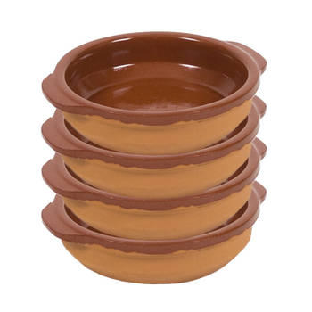 4x Terracotta tapas bakjes/schaaltjes 17 cm - Snack en tapasschalen