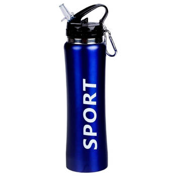 Sport Bidon drinkfles/waterfles Sport print blauw 600 Ml - Drinkflessen