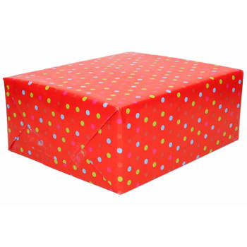 3x Rollen verjaardag kadopapier rood 200 x 70 cm / cadeaupapier - Cadeaupapier