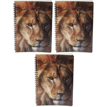 3x stuks leeuw schrift 3D 21cm - Notitieboek