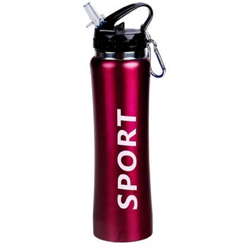 Sport Bidon drinkfles/waterfles Sport print rood 600 Ml - Drinkflessen