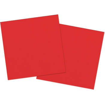 40x stuks servetten van papier rood 33 x 33 cm - Feestservetten