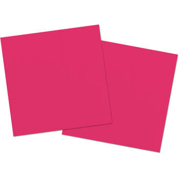 20x stuks servetten van papier fuchsia roze 33 x 33 cm - Feestservetten