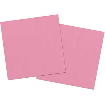 20x stuks servetten van papier roze 33 x 33 cm - Feestservetten