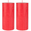 2x stuks rode cilinder kaarsen /stompkaarsen 15 x 7 cm 50 branduren sfeerkaarsen rood - Stompkaarsen