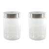 Set van 2x stuks voorraadpotten/bewaarpotten 1200 ml glas met Rvs deksel - Voorraadpot