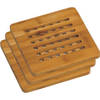 3x Houten onderzetters 20 x 20 cm vierkant - Panonderzetters