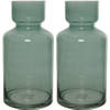 Set van 2x stuks groene vazen/bloemenvazen 6 liter van glas 15 x 30 cm - Vazen