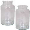 Set van 2x stuks glazen melkbus vaas/vazen 9 liter smalle hals 19 x 30 cm - Vazen