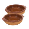 2x Terracotta tapas bakjes/schaaltjes 15 cm - Snack en tapasschalen