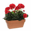 Mica Decorations Kunstplant - geranium - rood - balkon - 29 x 40 cm - Kunstplanten