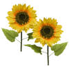 2x Gele kunst zonnebloemen kunstbloemen 76 cm decoratie - Kunstbloemen