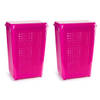 2x stuks grote wasmand/opberg mand met deksel 50 liter in het fuchsia roze - Wasmanden