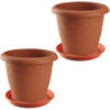 2x stuks bloempot met onderschaal terra cotta rond diameter 50 cm - Plantenpotten