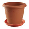 1x stuks bloempot met onderschaal terra cotta rond diameter 50 cm - Plantenpotten