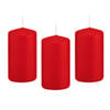 8x Kaarsen rood 6 x 12 cm 40 branduren sfeerkaarsen - Stompkaarsen