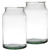 Set van 2x stuks bloemenvazen van gerecycled glas 30 x 18 cm - Vazen