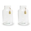 2x stuks transparante Eco melkbus vaas/vazen van glas 25 x 14.5 cm - Vazen
