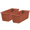 Set van 2x stuks plantenbakken terracotta rechthoekig 40 x 17,5 x 14,5 cm - Plantenbakken