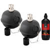 Set van 2x stuks tuimeltoorts/olielamp zwart met heldere lampenolie/fakkelolie - Fakkels