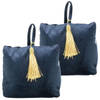 2x stuks fluwelen deurstoppers 18 cm navy - Deurstoppers