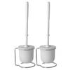 2x stuks wc/toiletborstels met houders wit van kunststof - Toiletborstels