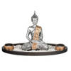 Boeddha beeld met waxinelichthouders voor binnen zilver 33 cm - Beeldjes