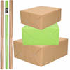 6x Rollen kraft inpakpapier/kaftpapier pakket bruin/groen 200 x 70 cm - Cadeaupapier