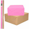 4x Rollen kraft inpakpapier/kaftpapier pakket bruin/roze 200 x 70 cm - Cadeaupapier