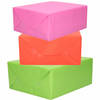 3x Rollen kraft inpakpapier groen/roze/rood 200 x 70 cm - Cadeaupapier