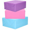 3x Rollen kraft inpakpapier paars/roze/lichtblauw 200 x 70 cm - Cadeaupapier