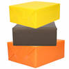 3x Rollen kraft inpakpapier oranje/geel/zwart 200 x 70 cm - Cadeaupapier