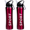 2x Sport Bidon drinkfles/waterfles Sport print rood 600 Ml - Drinkflessen