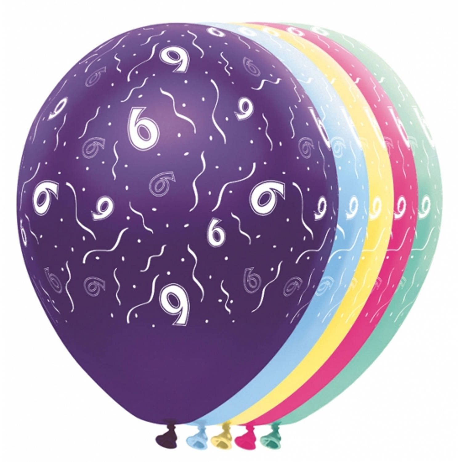 15x stuks Helium leeftijd verjaardag ballonnen 6 jaar thema - Ballonnen