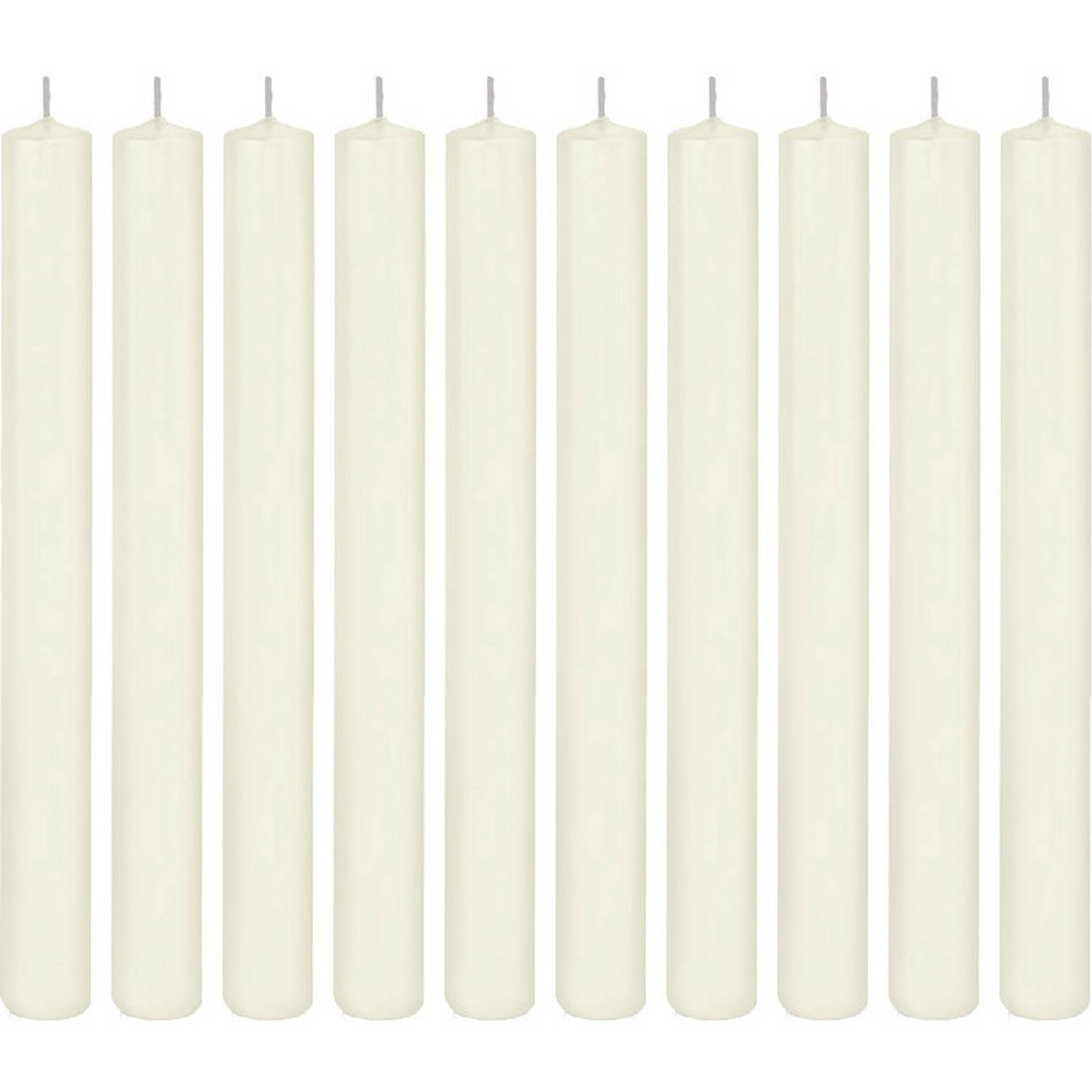 tekst overschreden vloeistof 10x Lange rechte kaarsen ivoorwit 25 cm 14 branduren dinerkaarsen/tafelkaarsen  - Dinerkaarsen | Blokker