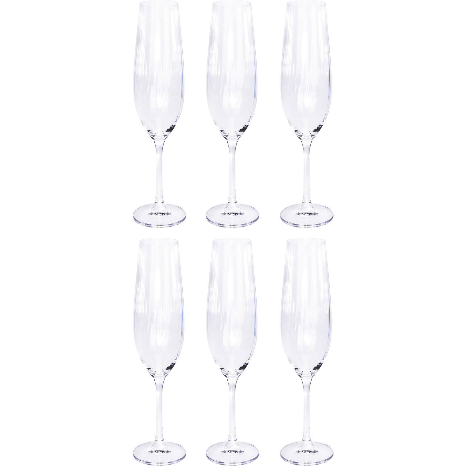 6x Champagne glazen/flutes 26 cl/260 ml van kristalglas - Champagneglazen