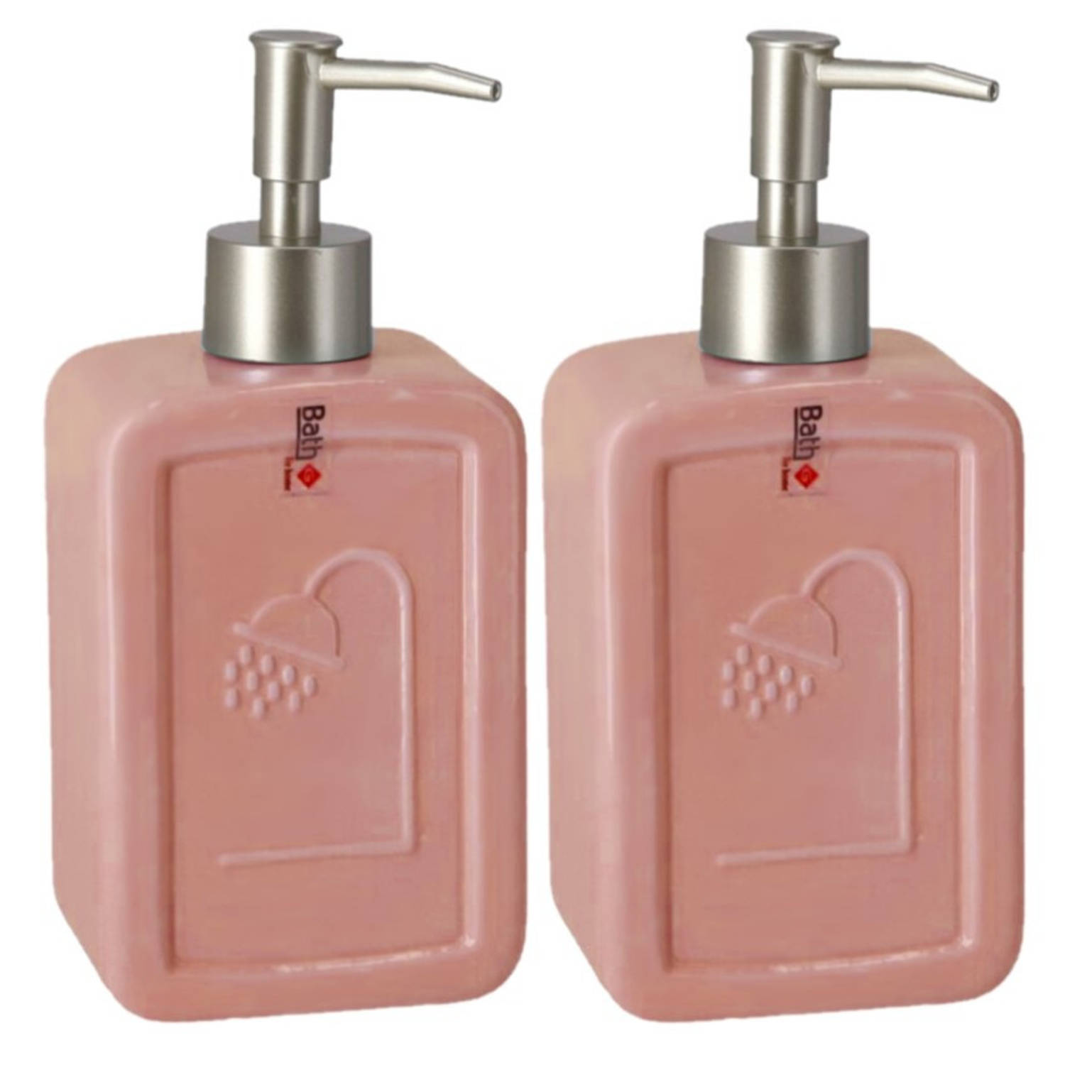 Set Van 2x Stuks Zeeppompjes-zeepdispensers Roze Keramiek 18 Cm Navulbare Zeep Houder Toilet-badkame