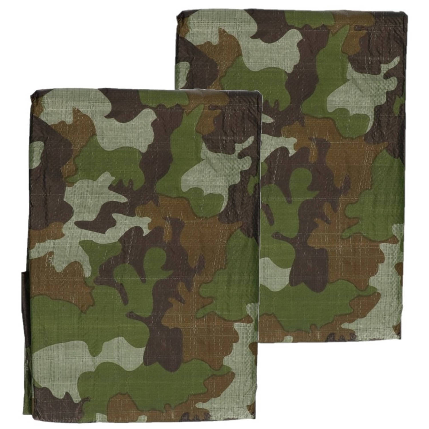 2x stuks groen camouflage afdekzeilen / dekzeilen 3 x 4 meter - Afdekzeilen