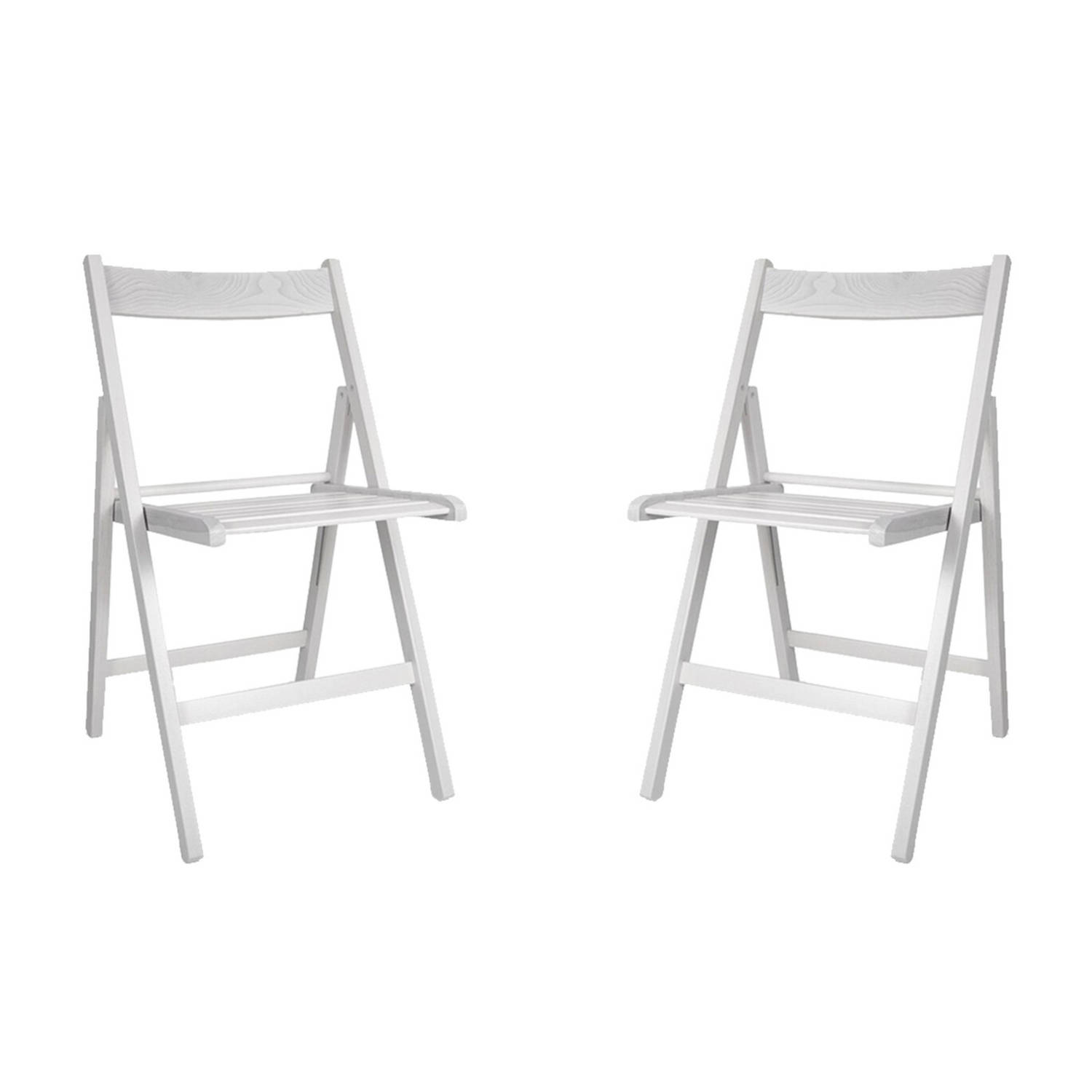 Set van 2x stuks witte houten klapstoelen voor binnen buiten - Klapstoelen | Blokker