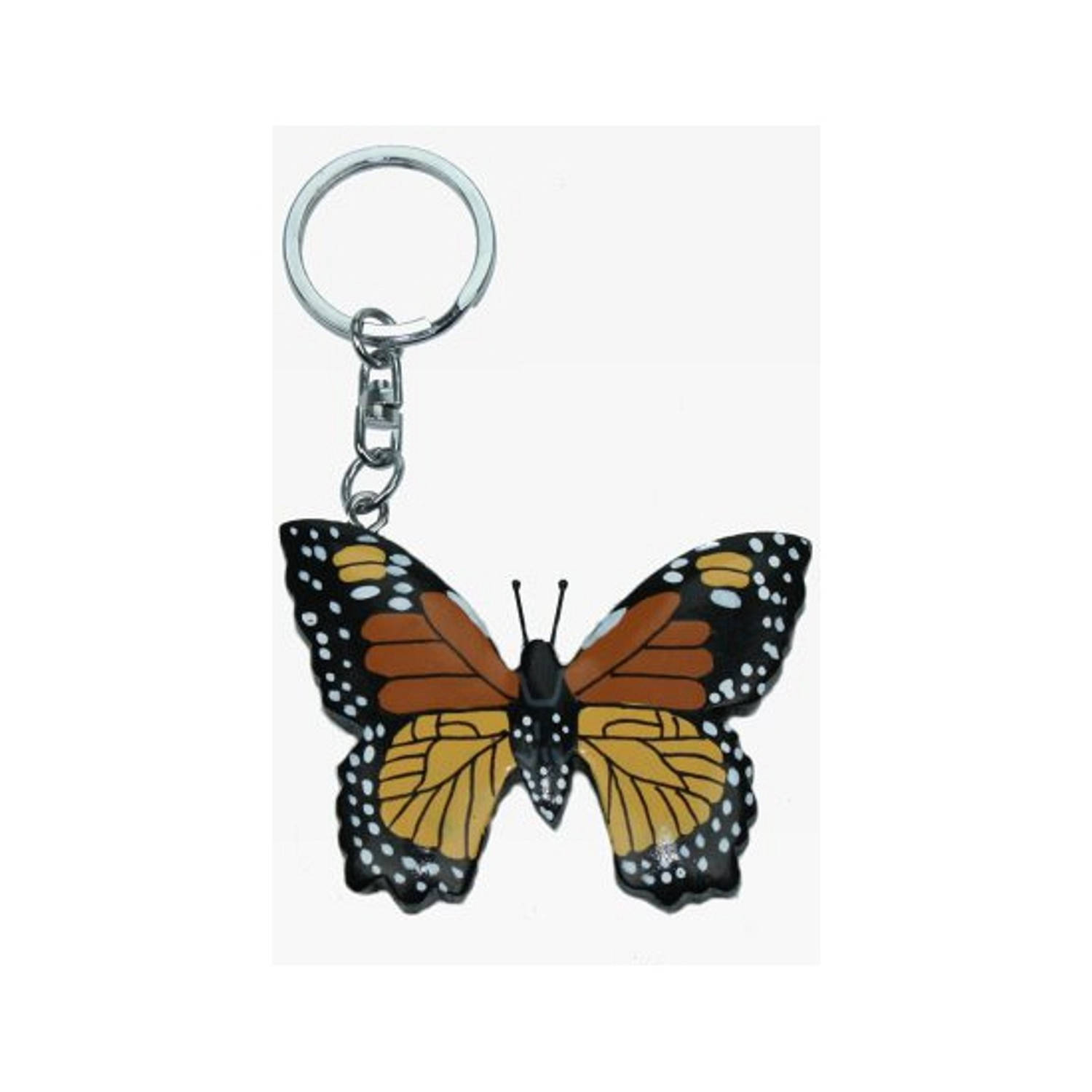 Houten vlinder sleutelhanger
